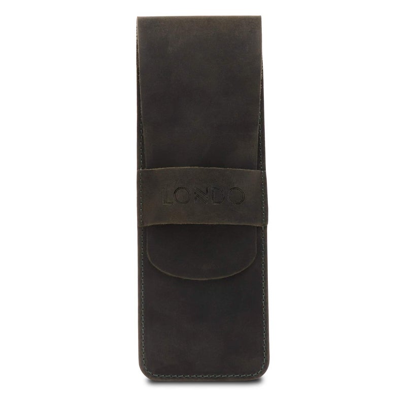 Londo Genuine Leather Pen and Pencil Case with Tuck in Flap, Stationery Bag - Image 1